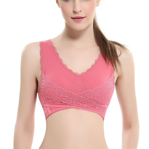 M-3XL Women Underwear Sexy Lingerie Lace Solid Color Cross Side Buckle Wireless Push up Breathable Sleep Sports Bra бюстгалтер-demo-searchshop