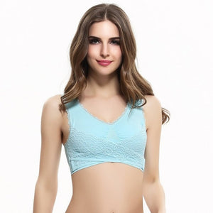 M-3XL Women Underwear Sexy Lingerie Lace Solid Color Cross Side Buckle Wireless Push up Breathable Sleep Sports Bra бюстгалтер-demo-searchshop