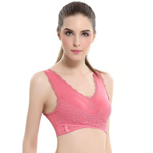 M-3XL Women Underwear Sexy Lingerie Lace Solid Color Cross Side Buckle Wireless Push up Breathable Sleep Sports Bra бюстгалтер-demo-searchshop